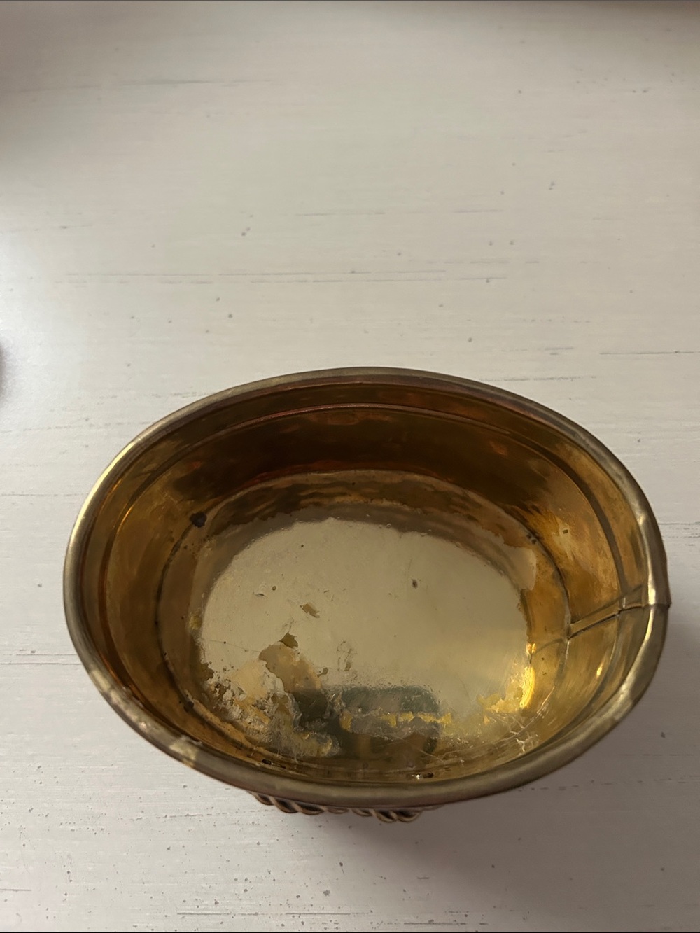 Vintage Hosley  Brass Planter Small made in India H 2.5 in Diameter 4.5 in. - Picture 8 of 8